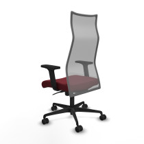 Albacete malla sincro malla gris similpiel granate brazos 2D base nailon ruedas 65 mm nailon