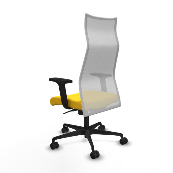 Albacete malla sincro malla blanca similpiel amarillo brazos 2D base nailon ruedas 65 mm nailon