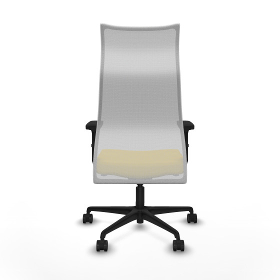 Albacete malla sincro malla blanca similpiel amarillo brazos 2D base nailon ruedas 65 mm nailon
