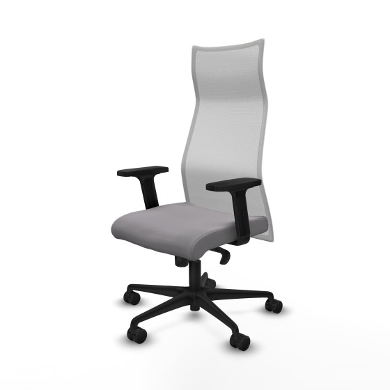 Albacete malla sincro malla blanca similpiel gris brazos 2D base nailon ruedas 65 mm nailon