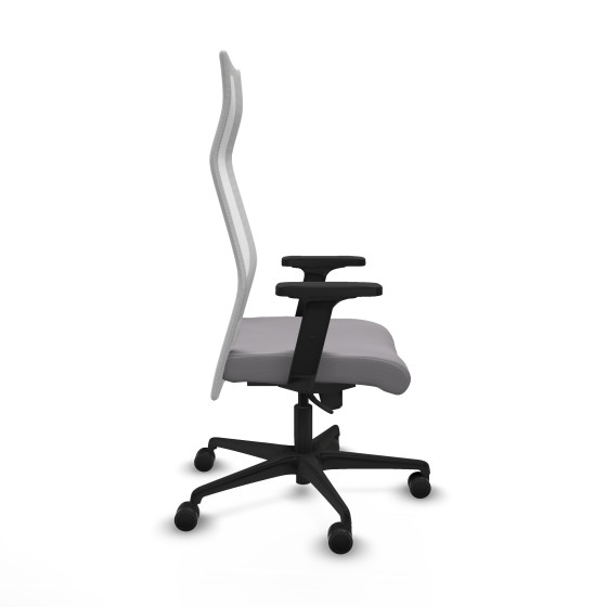Albacete malla sincro malla blanca similpiel gris brazos 2D base nailon ruedas 65 mm nailon