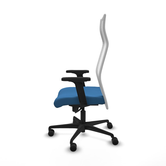 Albacete malla sincro malla blanca similpiel azul claro brazos 2D base nailon ruedas 65 mm nailon