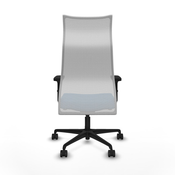 Albacete malla sincro malla blanca similpiel azul claro brazos 2D base nailon ruedas 65 mm nailon