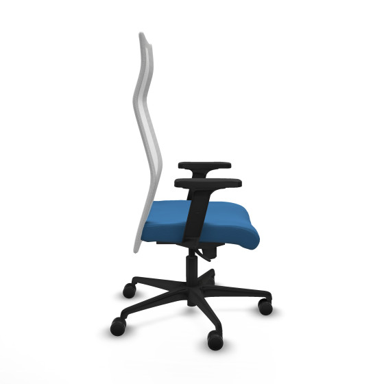 Albacete malla sincro malla blanca similpiel azul claro brazos 2D base nailon ruedas 65 mm nailon