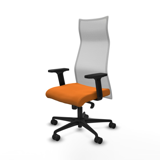 Albacete malla sincro malla blanca similpiel naranja brazos 2D base nailon ruedas 65 mm nailon