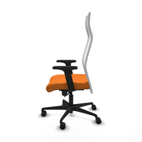 Albacete malla sincro malla blanca similpiel naranja brazos 2D base nailon ruedas 65 mm nailon