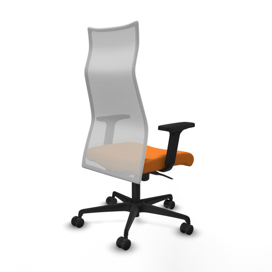 Albacete malla sincro malla blanca similpiel naranja brazos 2D base nailon ruedas 65 mm nailon