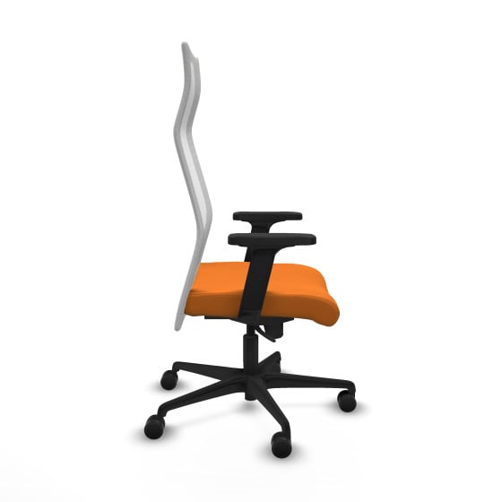 Albacete malla sincro malla blanca similpiel naranja brazos 2D base nailon ruedas 65 mm nailon