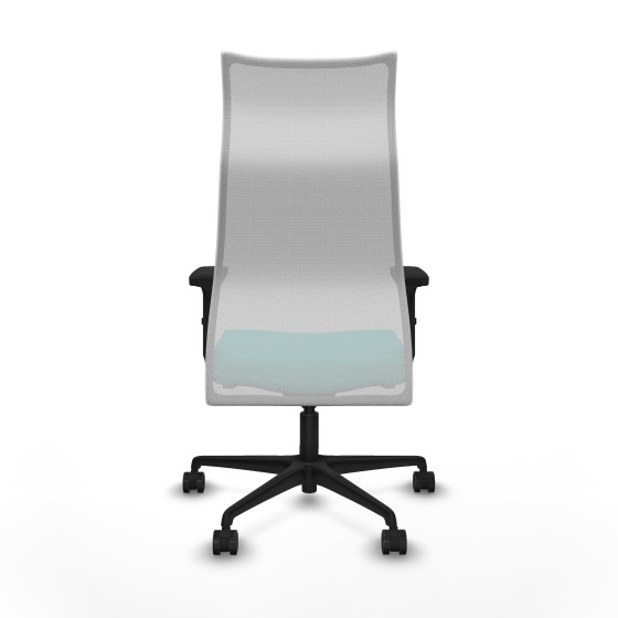 Albacete malla sincro malla blanca similpiel turquesa brazos 2D base nailon ruedas 65 mm nailon