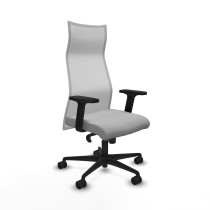 Albacete malla sincro malla blanca similpiel gris claro brazos 2D base nailon ruedas 65 mm nailon