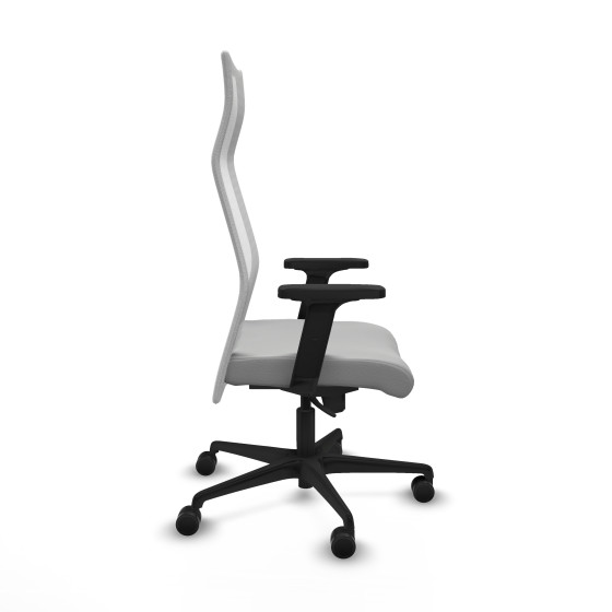 Albacete malla sincro malla blanca similpiel gris claro brazos 2D base nailon ruedas 65 mm nailon