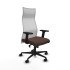 Albacete malla sincro malla blanca similpiel marrón oscuro brazos 2D base nailon ruedas 65 mm nailon