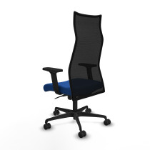 Albacete malla sincro malla negra similpiel azul brazos 2D base nailon ruedas 65 mm nailon