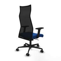 Albacete malla sincro malla negra similpiel azul brazos 2D base nailon ruedas 65 mm nailon