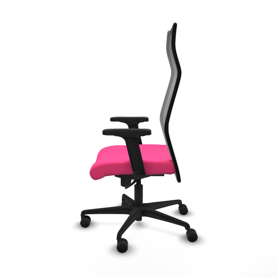 Albacete malla sincro malla negra similpiel rosa brazos 2D base nailon ruedas 65 mm nailon