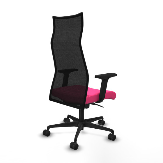 Albacete malla sincro malla negra similpiel rosa brazos 2D base nailon ruedas 65 mm nailon