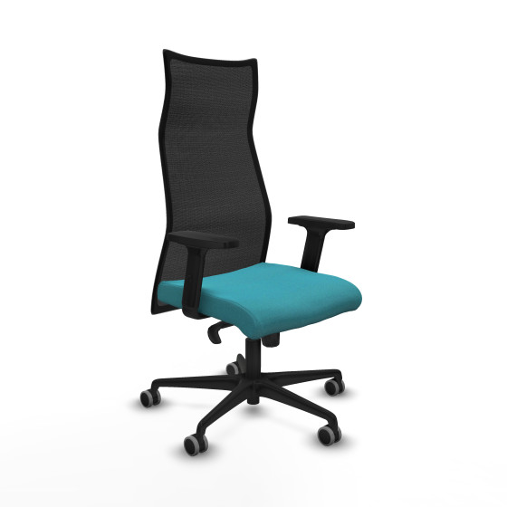Albacete malla sincro malla negra bali turquesa brazos 2D base nailon ruedas 65mm engomadas