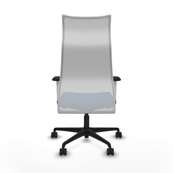 Albacete malla sincro malla blanca similpiel azul brazos blancos base nailon ruedas 65 mm nailon