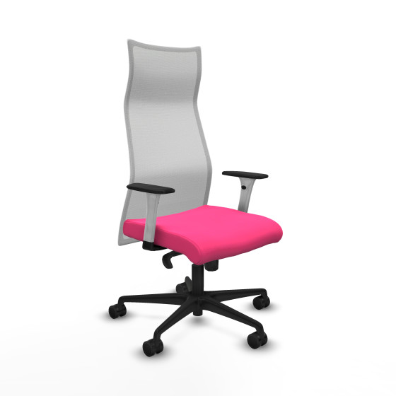 Albacete malla sincro malla blanca similpiel rosa brazos blancos base nailon ruedas 65 mm nailon