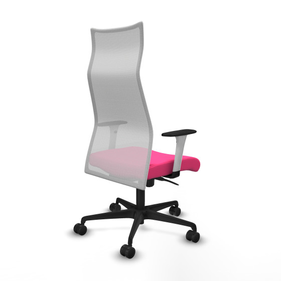 Albacete malla sincro malla blanca similpiel rosa brazos blancos base nailon ruedas 65 mm nailon