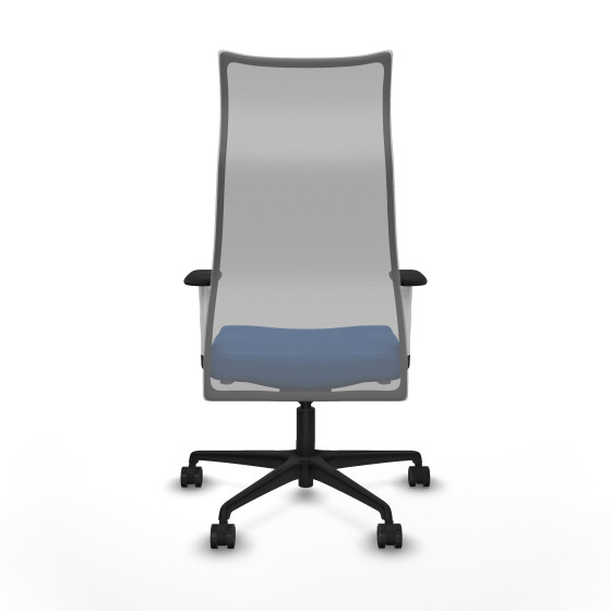Albacete malla sincro malla gris similpiel azul brazos blancos base nailon ruedas 65 mm nailon