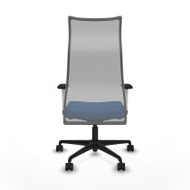 Albacete malla sincro malla gris similpiel azul brazos blancos base nailon ruedas 65 mm nailon