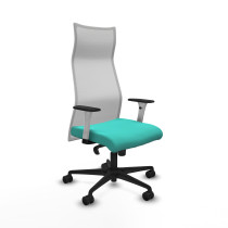 Albacete malla sincro malla blanca similpiel turquesa brazos blancos base nailon ruedas 65 mm nailon