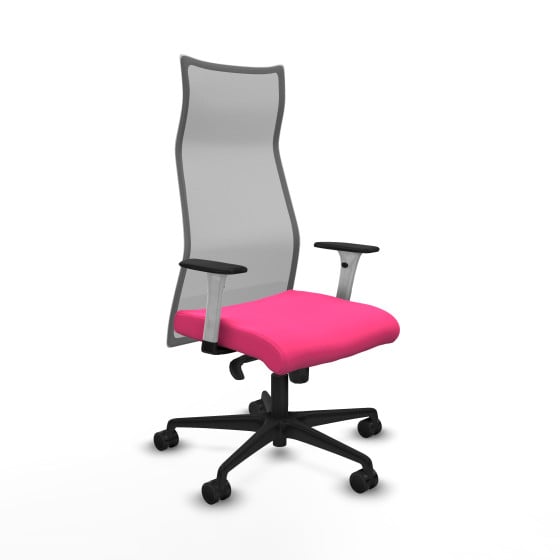 Albacete malla sincro malla gris similpiel rosa brazos blancos base nailon ruedas 65 mm nailon