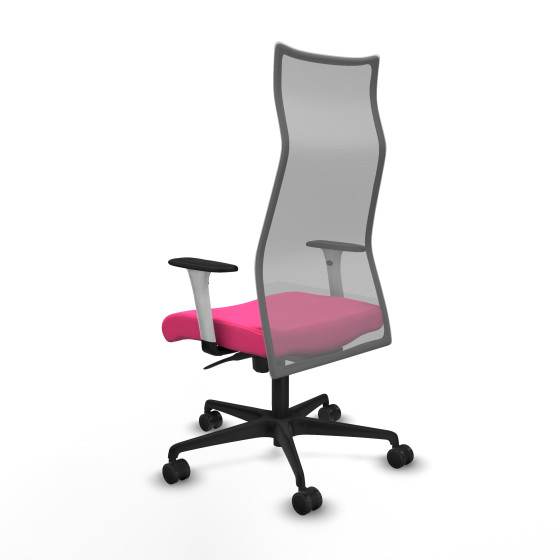 Albacete malla sincro malla gris similpiel rosa brazos blancos base nailon ruedas 65 mm nailon