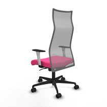 Albacete malla sincro malla gris similpiel rosa brazos blancos base nailon ruedas 65 mm nailon