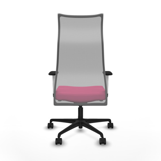 Albacete malla sincro malla gris similpiel rosa brazos blancos base nailon ruedas 65 mm nailon