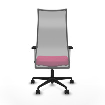 Albacete malla sincro malla gris similpiel rosa brazos blancos base nailon ruedas 65 mm nailon