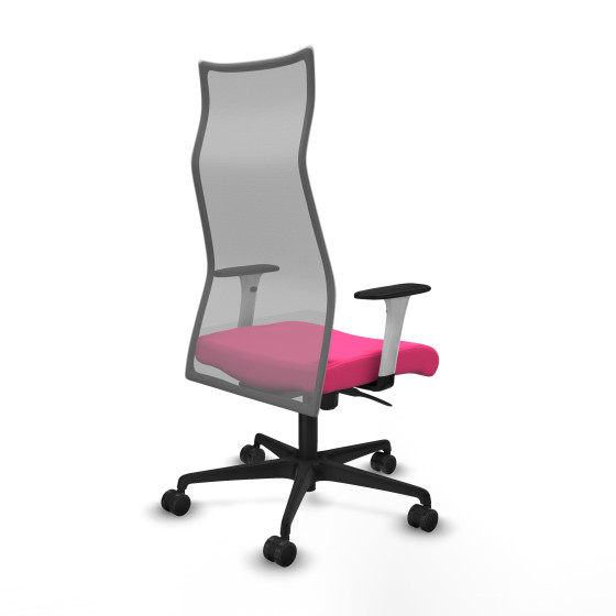 Albacete malla sincro malla gris similpiel rosa brazos blancos base nailon ruedas 65 mm nailon