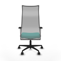 Albacete malla sincro malla gris similpiel turquesa brazos blancos base nailon ruedas 65 mm nailon