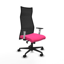 Albacete malla sincro malla negra similpiel rosa brazos blancos base nailon ruedas 65 mm nailon
