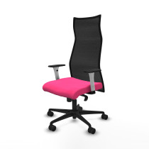 Albacete malla sincro malla negra similpiel rosa brazos blancos base nailon ruedas 65 mm nailon