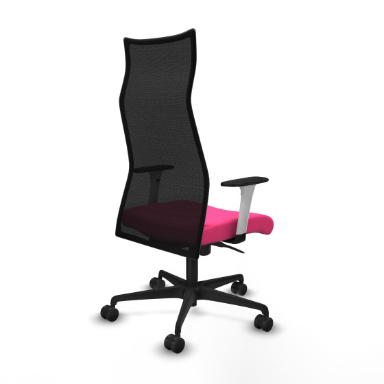 Albacete malla sincro malla negra similpiel rosa brazos blancos base nailon ruedas 65 mm nailon