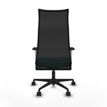 Albacete malla sincro malla negra similpiel turquesa brazos blancos base nailon ruedas 65 mm nailon
