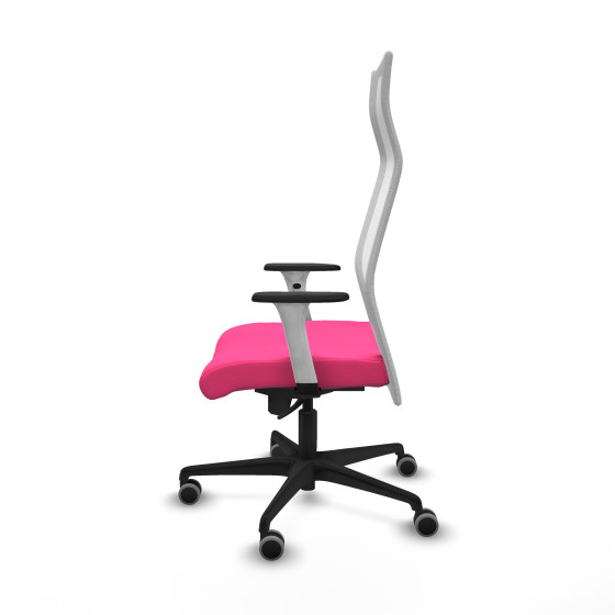 Albacete malla sincro malla blanca similpiel rosa brazos blancos base nailon ruedas 65mm engomadas
