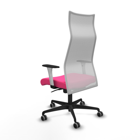 Albacete malla sincro malla blanca similpiel rosa brazos blancos base nailon ruedas 65mm engomadas