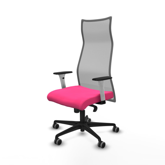 Albacete malla sincro malla gris similpiel rosa brazos blancos base nailon ruedas 65mm engomadas