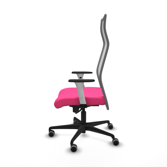 Albacete malla sincro malla gris similpiel rosa brazos blancos base nailon ruedas 65mm engomadas