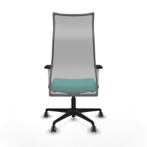 Albacete malla sincro malla gris similpiel turquesa brazos blancos base nailon ruedas 65mm engomadas