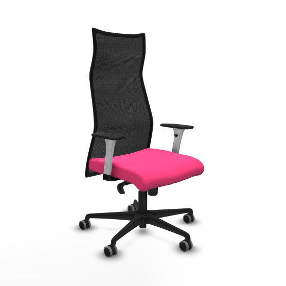 Albacete malla sincro malla negra similpiel rosa brazos blancos base nailon ruedas 65mm engomadas