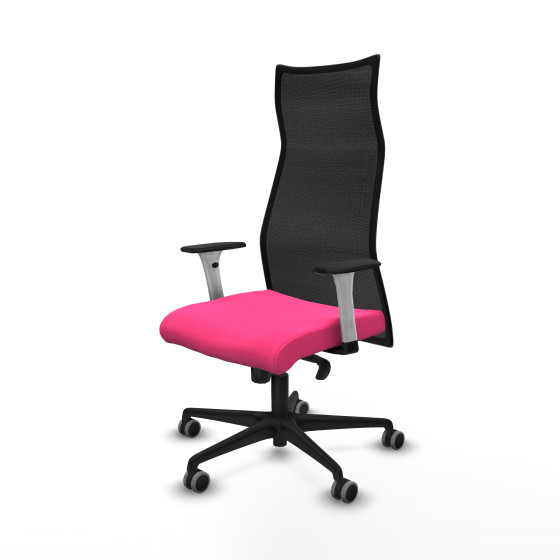 Albacete malla sincro malla negra similpiel rosa brazos blancos base nailon ruedas 65mm engomadas