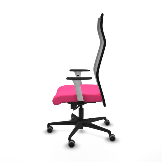 Albacete malla sincro malla negra similpiel rosa brazos blancos base nailon ruedas 65mm engomadas