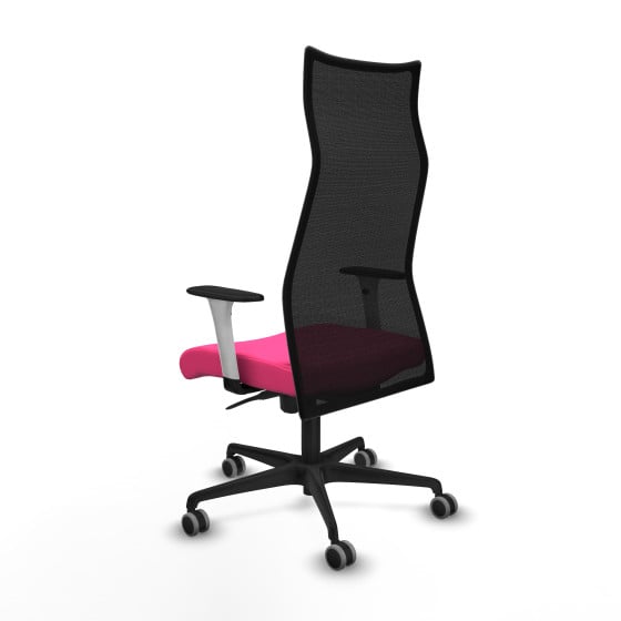 Albacete malla sincro malla negra similpiel rosa brazos blancos base nailon ruedas 65mm engomadas