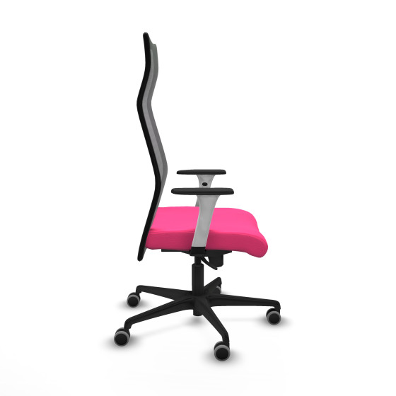 Albacete malla sincro malla negra similpiel rosa brazos blancos base nailon ruedas 65mm engomadas