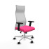 Albacete malla sincro malla blanca similpiel rosa brazos 2D base blanca ruedas 65 mm nailon