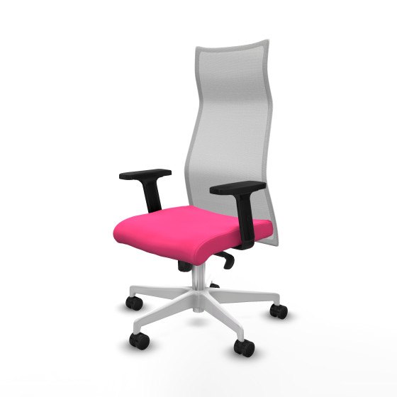 Albacete malla sincro malla blanca similpiel rosa brazos 2D base blanca ruedas 65 mm nailon